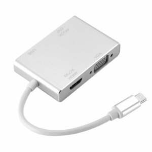 Type-C⇒HDMI/DVI/VGA 4K×2K対応 HDMI/DVI/VGA変換アダプタ 外部モニター/テレビに映像出力 USB3.0ポート付 TYPEC4IN1