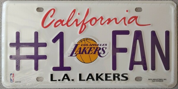 未開封【匿名配送・送料込み】L.A. LAKERS ナンバープレート NBA Official ロサンゼルス レイカーズ LosAngeles California USA スチール製