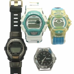 1円スタート 腕時計 まとめ4点セット CASIO カシオ G-SHOCK Gショック Baby-G ベイビーG等 デイデイト クォーツ ラウンド 動作未確認