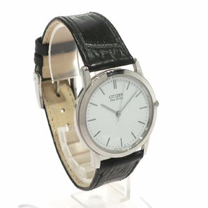 1円スタート 稼働品 CITIZEN シチズン Eco-Drive エコドライブ G431-T011683 ソーラー ラウンド 革ベルト シルバー 白文字盤 メンズ 腕時計の画像3