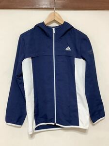 た1319 adidas アディダス ウインドブレーカー ウインドパーカー M ネイビー ロゴプリント