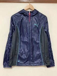 そ1307 PUMA プーマ ウインドブレーカー ウインドパーカー レディース L ネイビー 裏地メッシュ WIND CELL