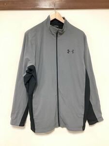 き1394 UNDER ARMOUR アンダアーマー ジップアップ ジャージジャケット トレーニングウェア XL 裏トリコット グレー ロゴプリント