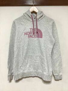 け1350 THE NORTH FACE ノースフェイス プルオーバー スウェットパーカー レディース S グレー ロゴプリント