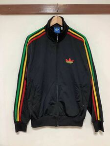 け1386 adidas originals アディダス オリジナルス トラックジャケット トラックトップ ジャージジャケット L ラスタカラー ブラック