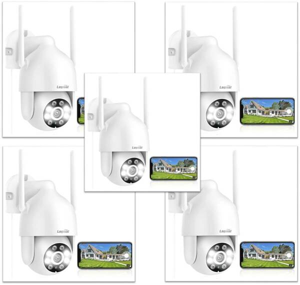 【高品質】５台セット　防犯カメラ 屋外 防水 wifi 300万画素 1536P SDカード録画 360°広角撮影