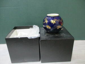 送料安★送料60サイズ★ROYAL WORCESTER ロイヤルウースター 花瓶 壺 瑠璃 金彩 古そう