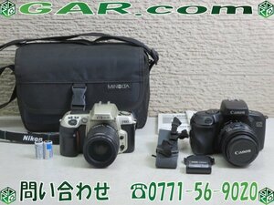 MI64 Nikon/ニコン 一眼 フィルムカメラ F60 Canon/キャノン EOS750QD 2台セット まとめ ケース付き