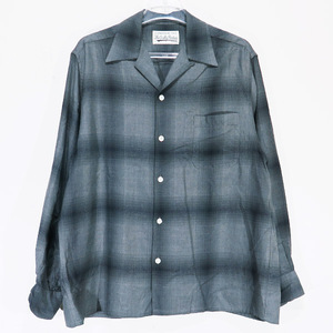 WACKO MARIA ワコマリア OMBRE CHECK OPEN COLLAR SHIRT L/S オンブレ チェック オープン カラー シャツ ブラック グレー 長袖 Maz