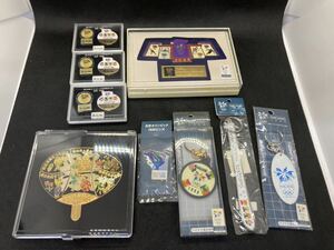 長野オリンピック ピンバッジ ドコモ IBM 他 公式ライセンス商品 夏祭り2000 限定弐阡個 ピンバッジ うちわ型/8.9×9.4cm　おまとめ