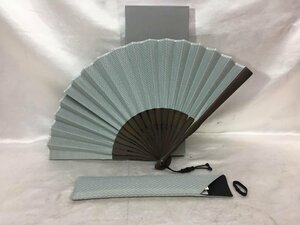 [ unused goods ] Kyoto white bamboo . establishment . guarantee three year 1718 year fan * sack set C14