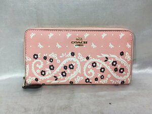 COACH コーチ バタフライ 総柄 ペイズリー バンダナ プリント 長財布 F59063 カラー：ピンク レディース