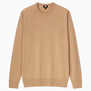 UNIQLO エクストラファインメリノクルーネックセーター（長袖）BEIGE S