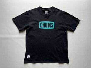 CHUMS メンズ M 黒 ブラック ロゴ プリント 半袖 Tシャツ トップス / チャムス アウトドア 