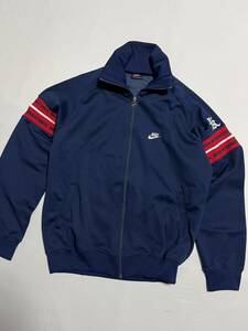 ★日本製 80s NIKE メンズ XL ヴィンテージ ジャージ トラックジャケット ネイビー レッド スウォッシュ ロゴ / オールド ナイキ