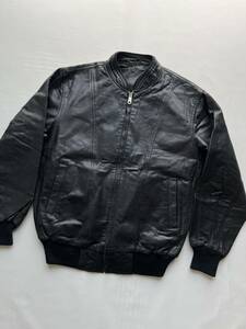80s 90s ヴィンテージ レトロ メンズ L 黒 ブラック レザージャケット ブルゾン ライダース / 昭和 平成 革ジャン