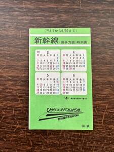 ★非売品★新幹線(博多方面)時刻表 新幹線(東京方面)時刻表　'80.3.1から6.30まで 博多新幹線開業５周年 ポケット時刻表　日本国有鉄道 JNR