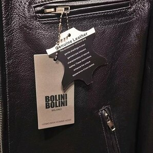 最高級16万◆イタリア・ミラノ発*BOLINI*ブルーラベル※セレブdesigner イタリアン牛革使用・レザージャケット・ライダース・46/Mの画像8