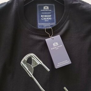 最高級※定価4万◆イタリア・ローマ発*ROBERT CAVANI/ロベルトカバーニ※セレブdesigner・Tシャツ/46/Mサイズ・黒の画像3