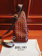 最上級逸品*16万◆イタリア・ミラノ発*BOLINI/ボリニ・最上級牛革・クロコダイル*ショルダーバッグ/リュックサック_画像6