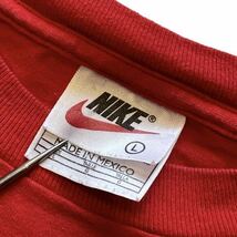 【90s】 NIKE ナイキ ワンポイント 半袖Tシャツ Tee 刺繍 メンズ L 赤/レッド スウッシュ メキシコ製 コットン クルーネック 古着 USED_画像5