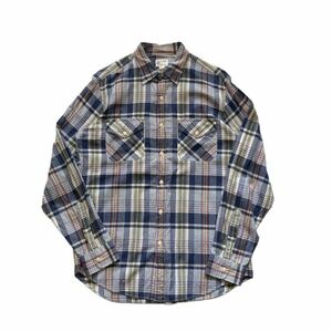 【00s】 J.Crew ジェイクルー 長袖シャツ チェック柄 メンズ M 青/ブルー コットン レギュラーカラー オールド アメリカ古着 USED