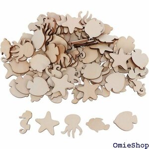 Frcolor 木材チップ 木片 海の動物の形 木材ス フトタグ 装飾 撮影用 100枚セット ランダムパターン