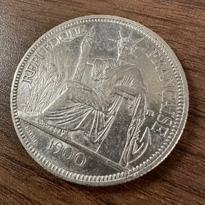 1円～【インドシナ ピアストル銀貨】1900年 フランス領インドシナ 自由の女神 貿易銀 古銭 総量26.7g 1枚組 収集家放出品 99の画像3