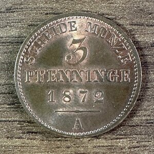 【ドイツ】1872年 3ペニヒ銅貨 1枚組 総量4.5g 収集家放出品 99