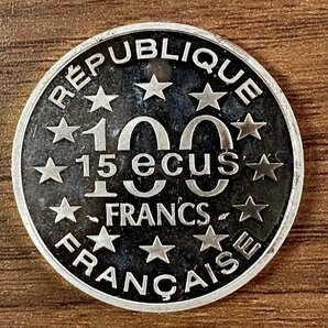 【フランス銀貨】1993年 フランス 100フラン 凱旋門シルバーコイン 1枚組 総量22.1g 収集家放出品 99の画像1