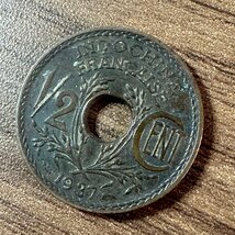 【フランス領インドシナ】1937年 1/2セント硬貨 1枚組 総量3.9g 収集家放出品 99_画像3