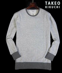 C火03765新品▼春物 タケオキクチ TAKEO KIKUCHI 長袖カットソー 【 M 】 クルーネック 長袖Tシャツ ロンT マイルウエア グレー系