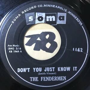 試聴 1960年ヒューイ・ピアノ・スミス名作カヴァー THE FENDERMEN DON’T YOU JUST KNOW IT 両面EX サーフ・ロッカー/パーティー・タイム