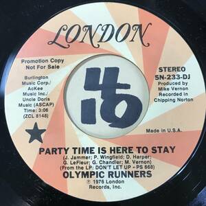 試聴 新品 OLYMPIC RUNNERS PARTY TIME IS HERE TO STAY 