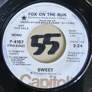 試聴 UKパワーポップ SWEET FOX ON THE RUN MONO/STEREO PROMO 両面EX 