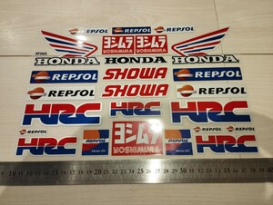 ホンダステッカー　約20枚セット（1シート分） バイクステッカー　HONDA HRC ヘルメット　バイザー　ヨシムラ　repsol 