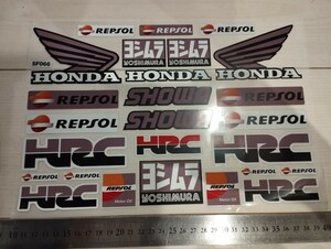 HRCステッカー　約25枚セット（1シート分）ホンダステッカー　HONDA バイクステッカー ヘルメットステッカー 防水 バイザー レーシング