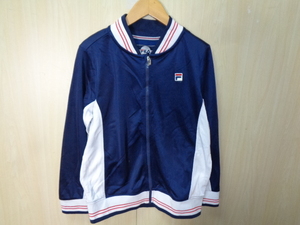 b339◆FILA トラックジャケット◆フィラ M レディース ネイビー 82F070 ポリエステル ストレッチ入り ジップアップ スポーツウェア 6C