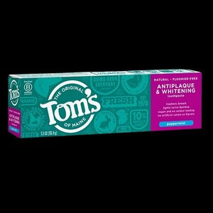 トムズ アンチプラーク＆ホワイトニング 歯磨き粉 自然派 TOM'S OF MAINE FLUORIDE-FREE ANTIPLAQUE & WHITENING TOOTHPASTE 5.5OZ