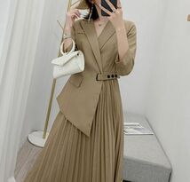 同梱1万円送料無料■S-XL■新品 スーツワンピース フォーマル 結婚式パーティー 二次会ドレス 着痩せ きれいめ ロングワンピース★ブラック_画像9