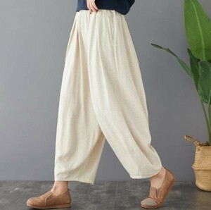  free size # autumn new goods # natural easy cotton linen cotton flax large size sarouel pants wide pants *.