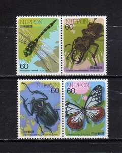 193201 日本 1987年 昆虫シリーズ 4集 4種連刷完揃 未使用ＮＨ