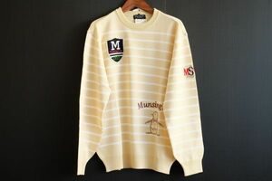 マンシングウェア Munsingwear ニット タグ付き 未使用 M サイズ イエロー 白ボーダー ゴルフ メンズ　688900