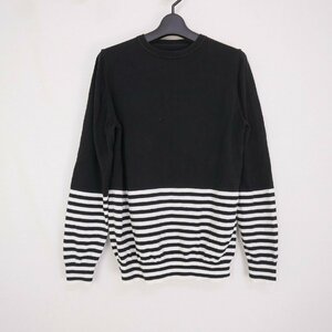 uniform experiment ユニフォームエクスペリメント HEM BORDER CREW NECK KNIT メンズ ボーダー コットン ニット BLACK/WHITE 3 UE-160094