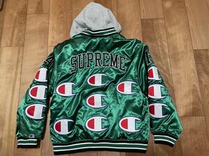 売り切り１００円スタート　Supreme Champion Satin Varsity Jacket S シュプリーム チャンピオン スタジャン フードジャケット