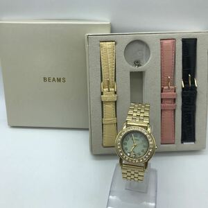 ビームス BEAMS 替えベルト付き 着せ替え 腕時計 レディース ゴールド 動作品