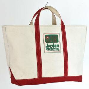 プリント◎ バキバキ！ 80s L.L.Bean 美品 USA製 企業ロゴ ギザタグ トートバッグ BOAT & TOTE ビンテージ アウトドア レッド ラージ