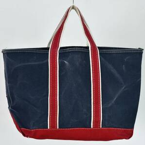 雰囲気◎ ギザタグ！ 80s L.L.Bean デラックス BOAT AND TOTE キャンバス トートバッグ ビンテージ ネイビー レッド ラージの画像3