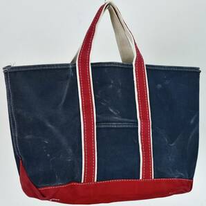 雰囲気◎ ギザタグ！ 80s L.L.Bean デラックス BOAT AND TOTE キャンバス トートバッグ ビンテージ ネイビー レッド ラージの画像1