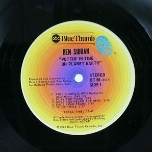 米 BEN SIDRAN/PUTTIN’ IN TIME ON PLANET EARTH/BLUE THUMB BTS55 LPの画像2